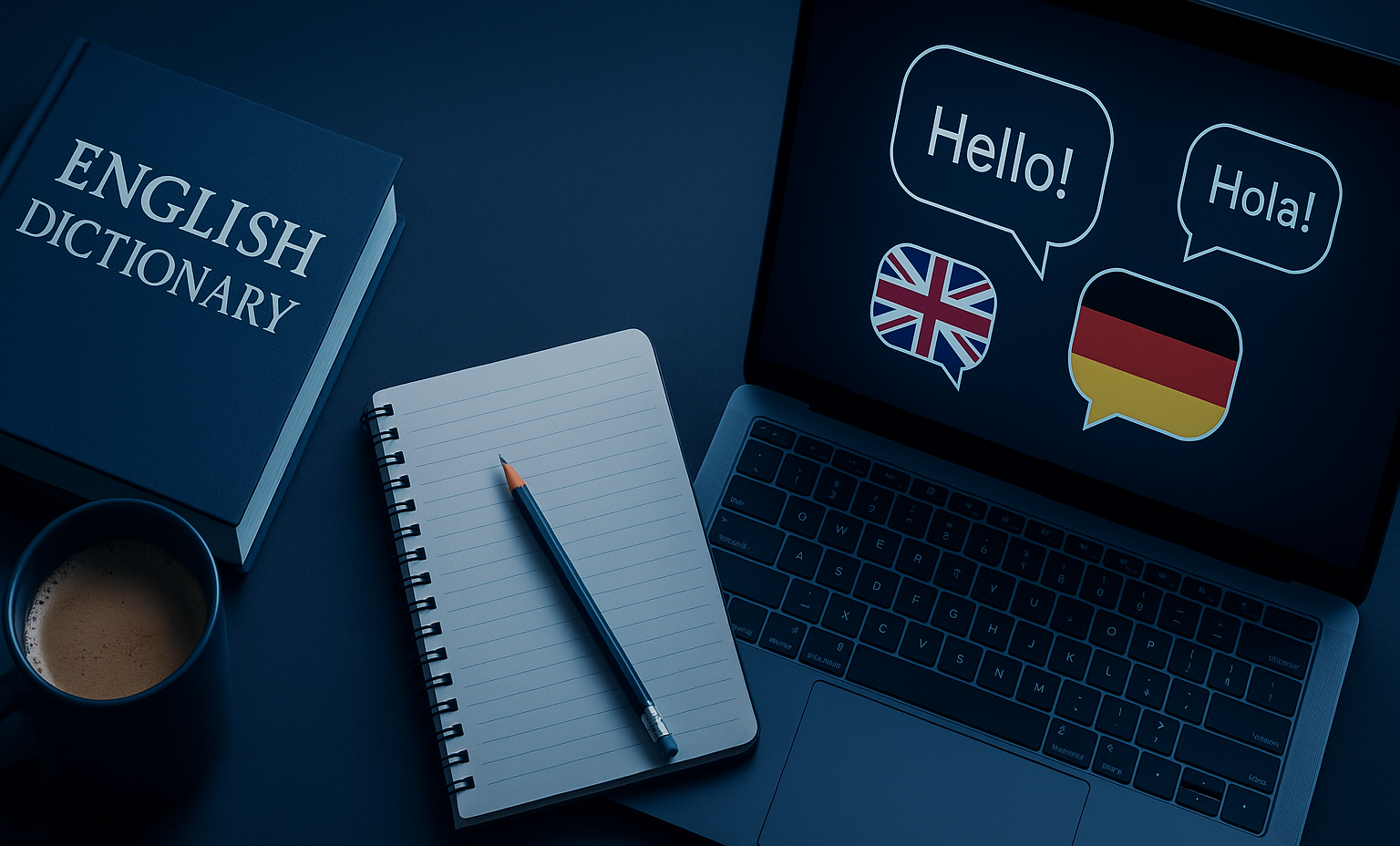 Student learning English on a tablet